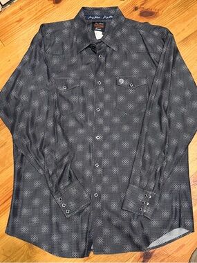 Wrangler Men’s Black & White Patterned Casual Button-Down Shirt